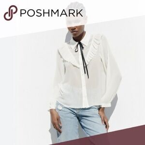 Zara Semi Sheer White Size M